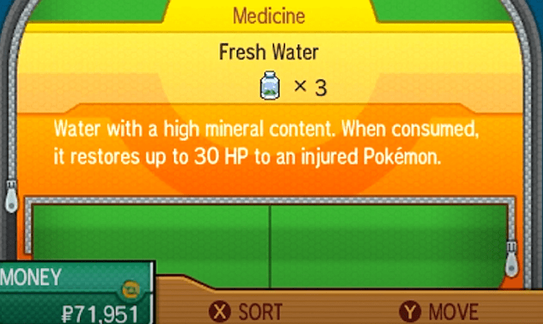 Pokemon Ultra Moon Medicine: Fresh Water